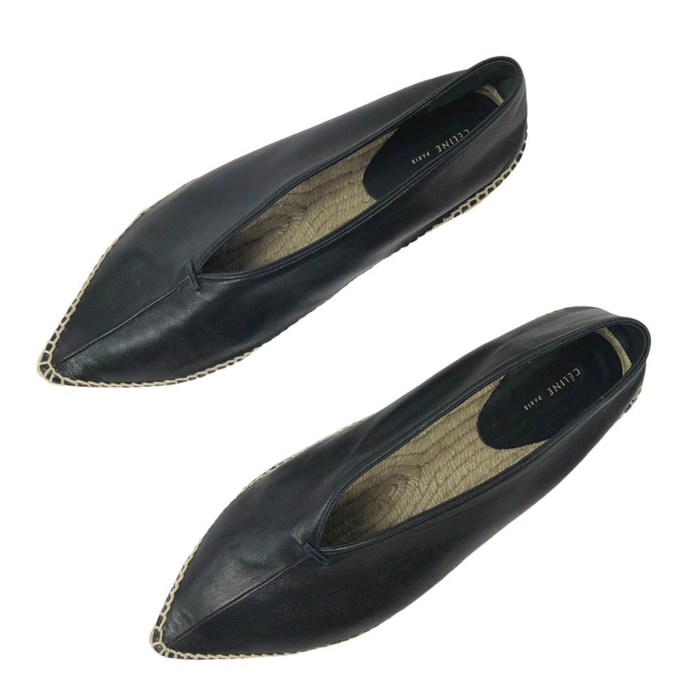 Celine Pointed Nappa Leather Flat Espadrilles